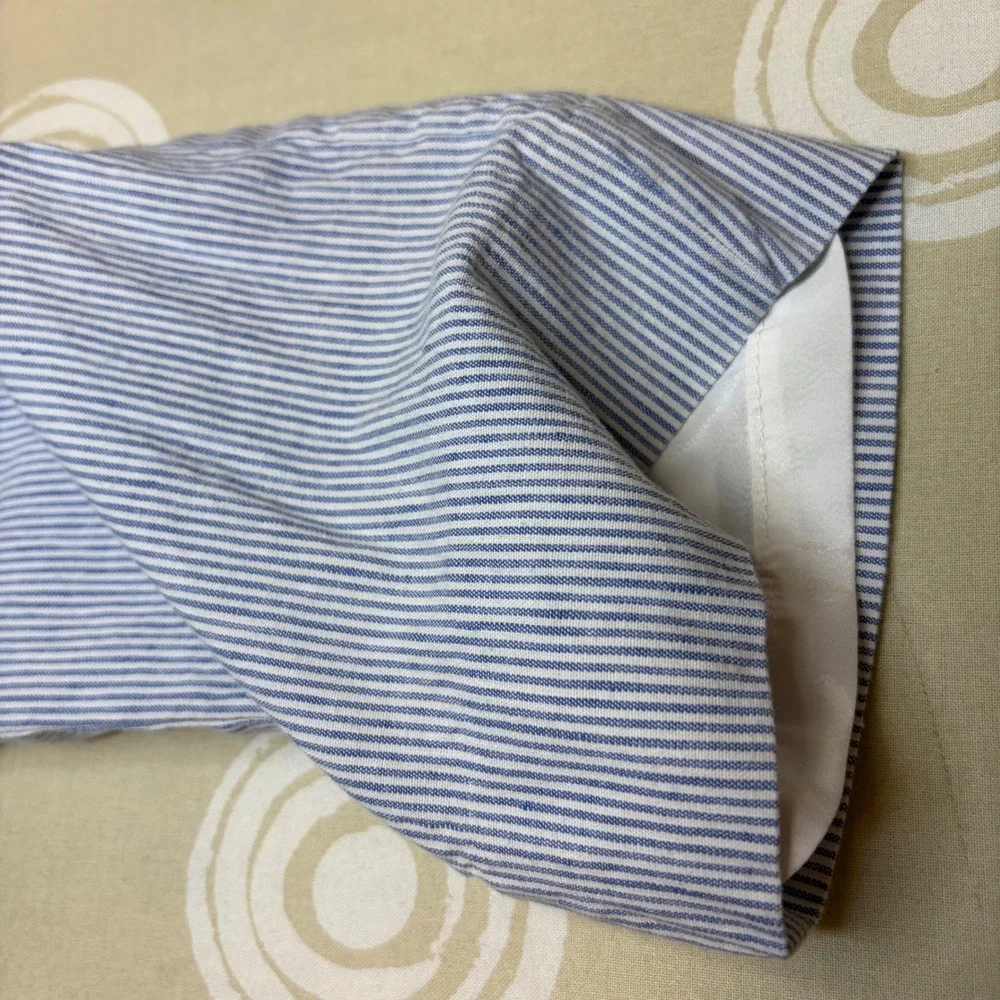 Banana Republic Avery Trousers Women 4 Blue White Seersucker Striped Linen Blend